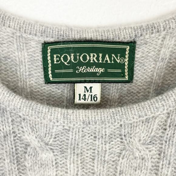 Cable Knit Sweater Lambswool Angora Gray Medium - Picture 6 of 8